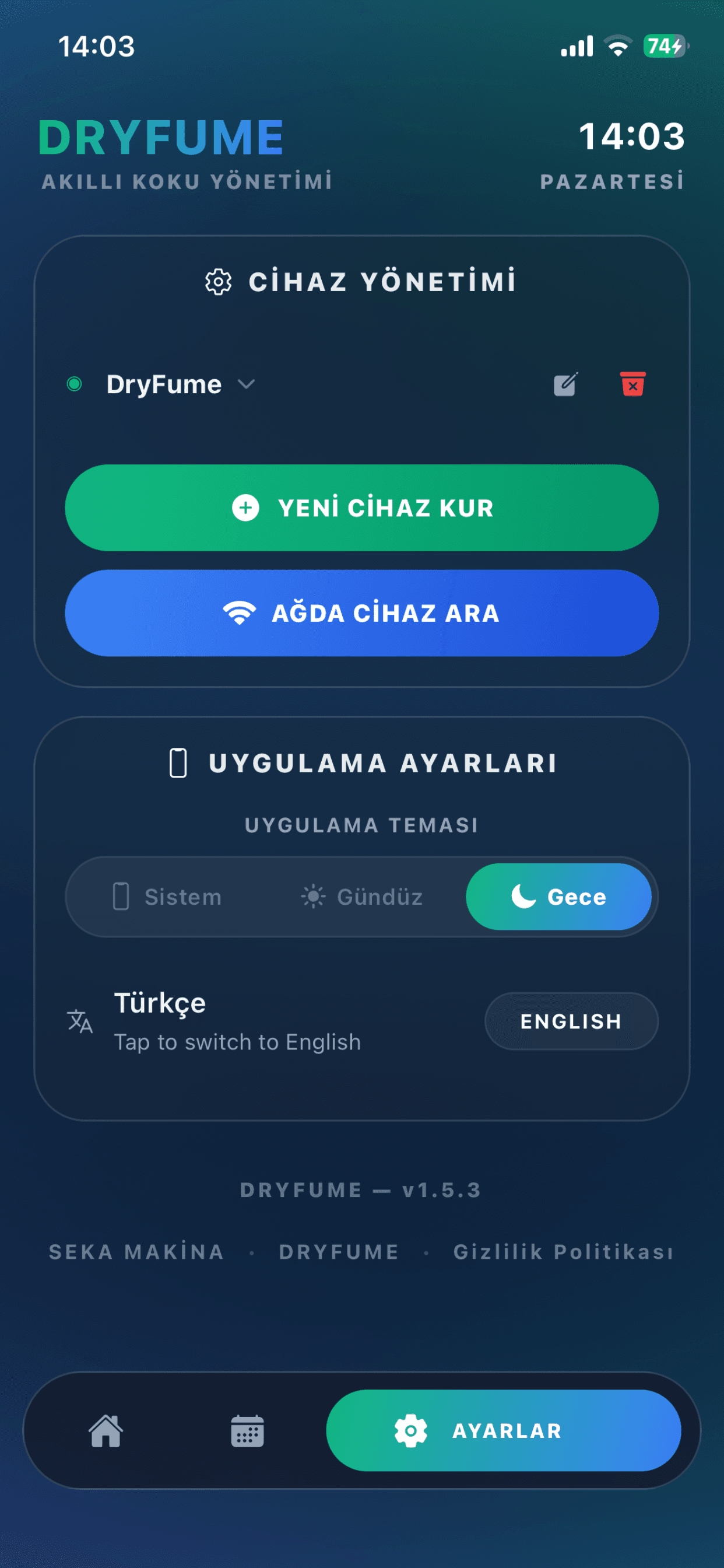 Cihaz Yönetim Ekranı
