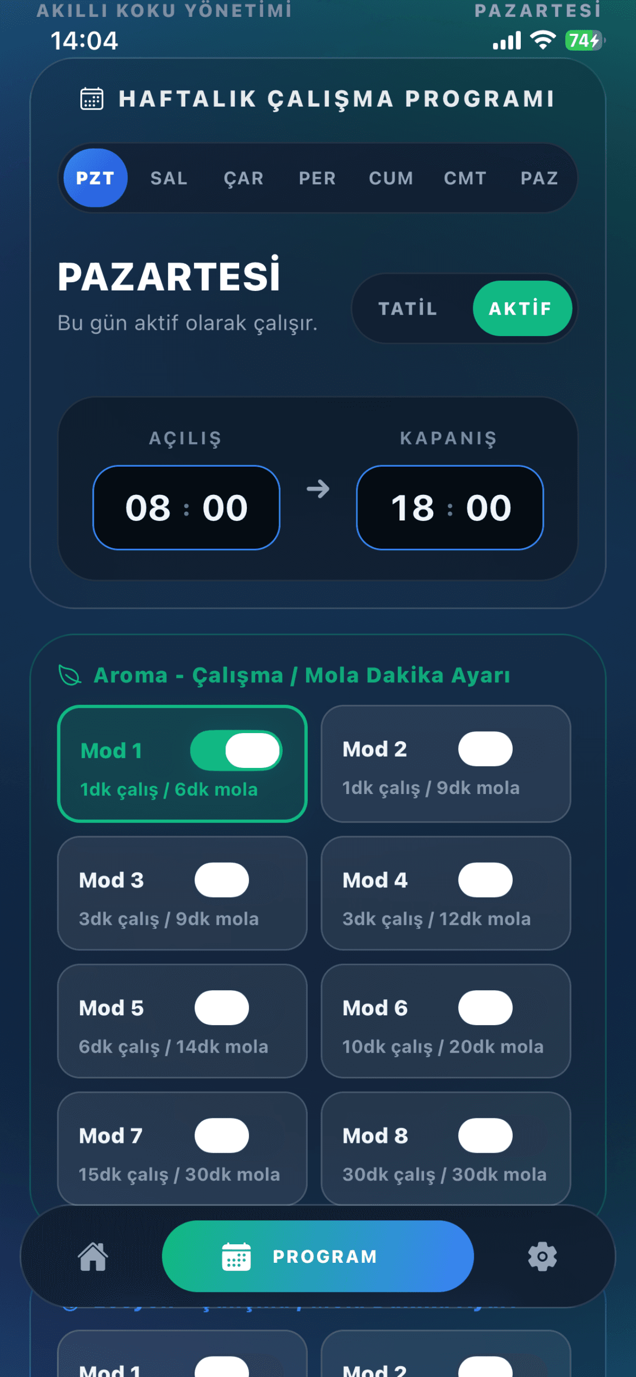 Schedule Screen